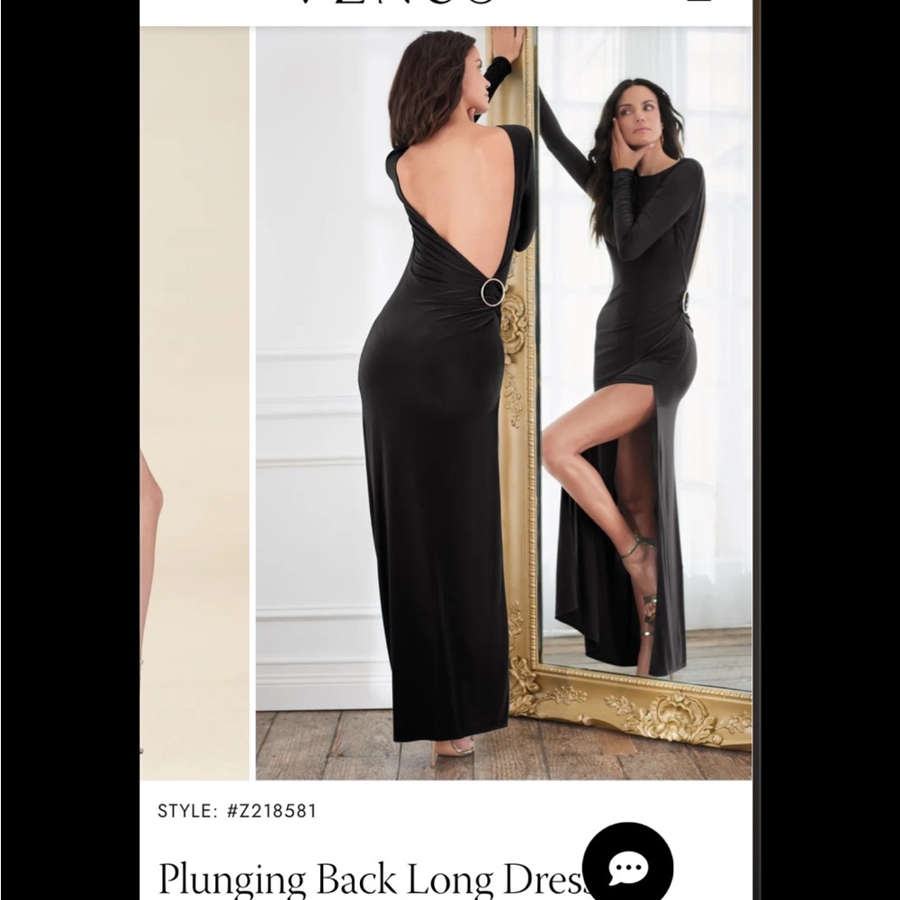 VENUS Black Backless Long Dress